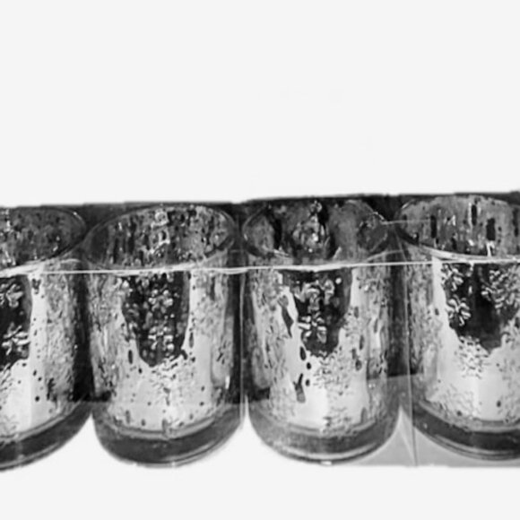 Silver Mercury Glass Tumblers Embossed Snowflake Pattern  NEW - Picture 7 of 7